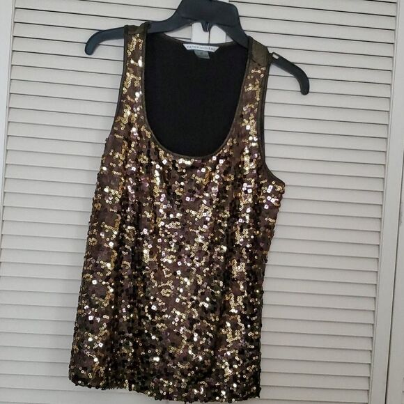 Peter Nygard Bronze Sequined Tank top - Picture 2 of 7